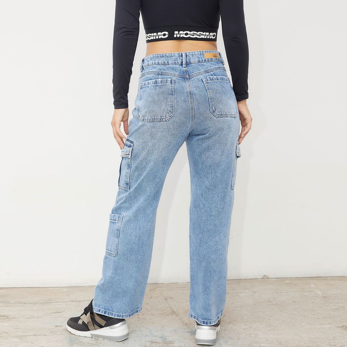 MOSSIMO - Jeans Cargo Tiro Alto Mujer Mossimo