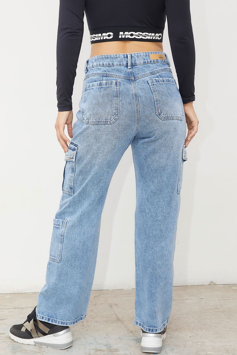 MOSSIMO - Jeans Cargo Tiro Alto Mujer Mossimo