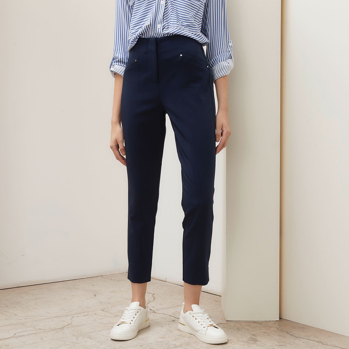 BASEMENT - Pantalón Basement Slim Fit Medio Algodón Mujer