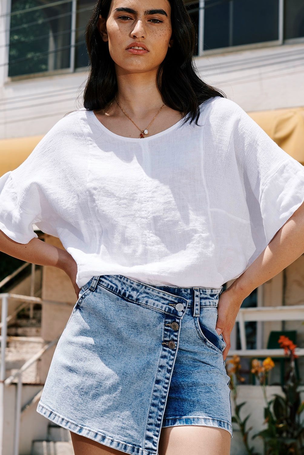 BASEMENT - Basement Short Falda Jeans Mujer