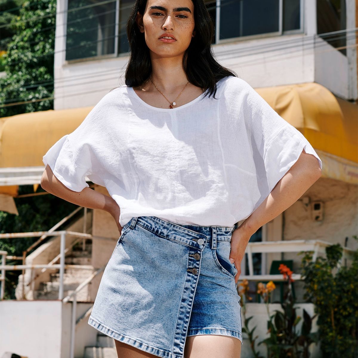 BASEMENT - Basement Short Falda Jeans Mujer