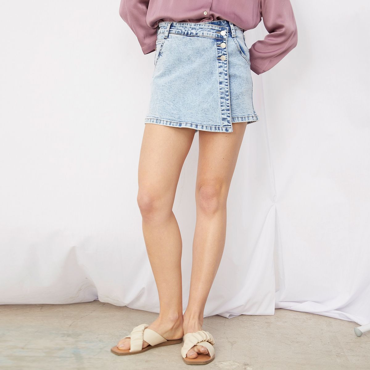 BASEMENT - Basement Short Falda Jeans Mujer