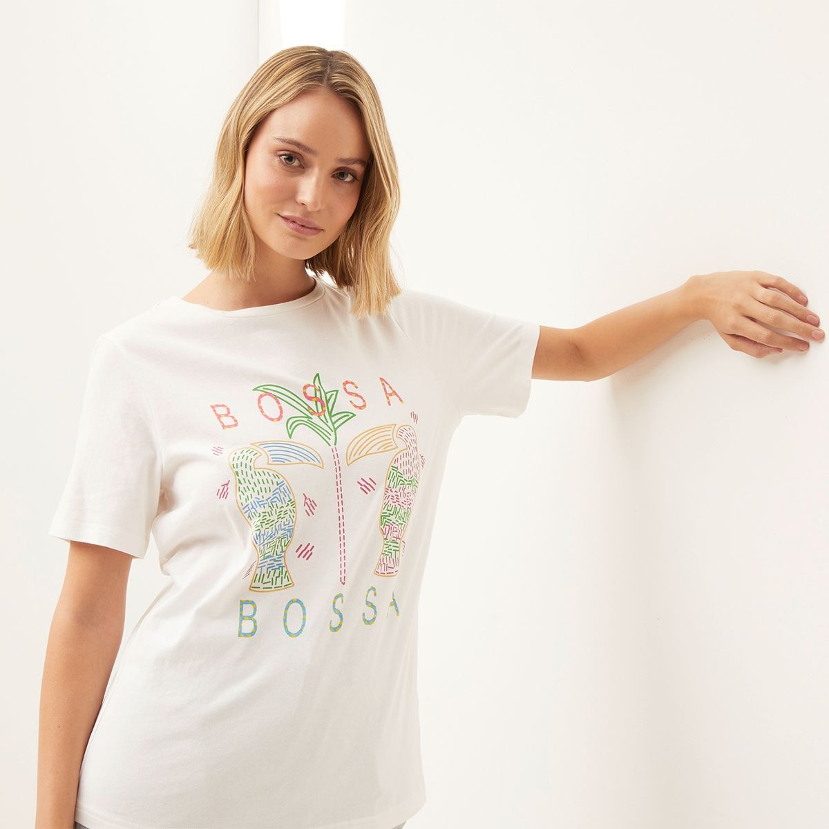 BASEMENT - Polera Manga Corta Algodón Mujer Basement