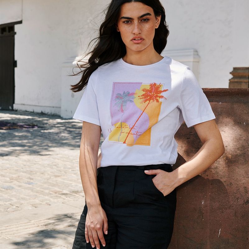 BASEMENT - Polera Manga Corta Algodón Mujer Basement