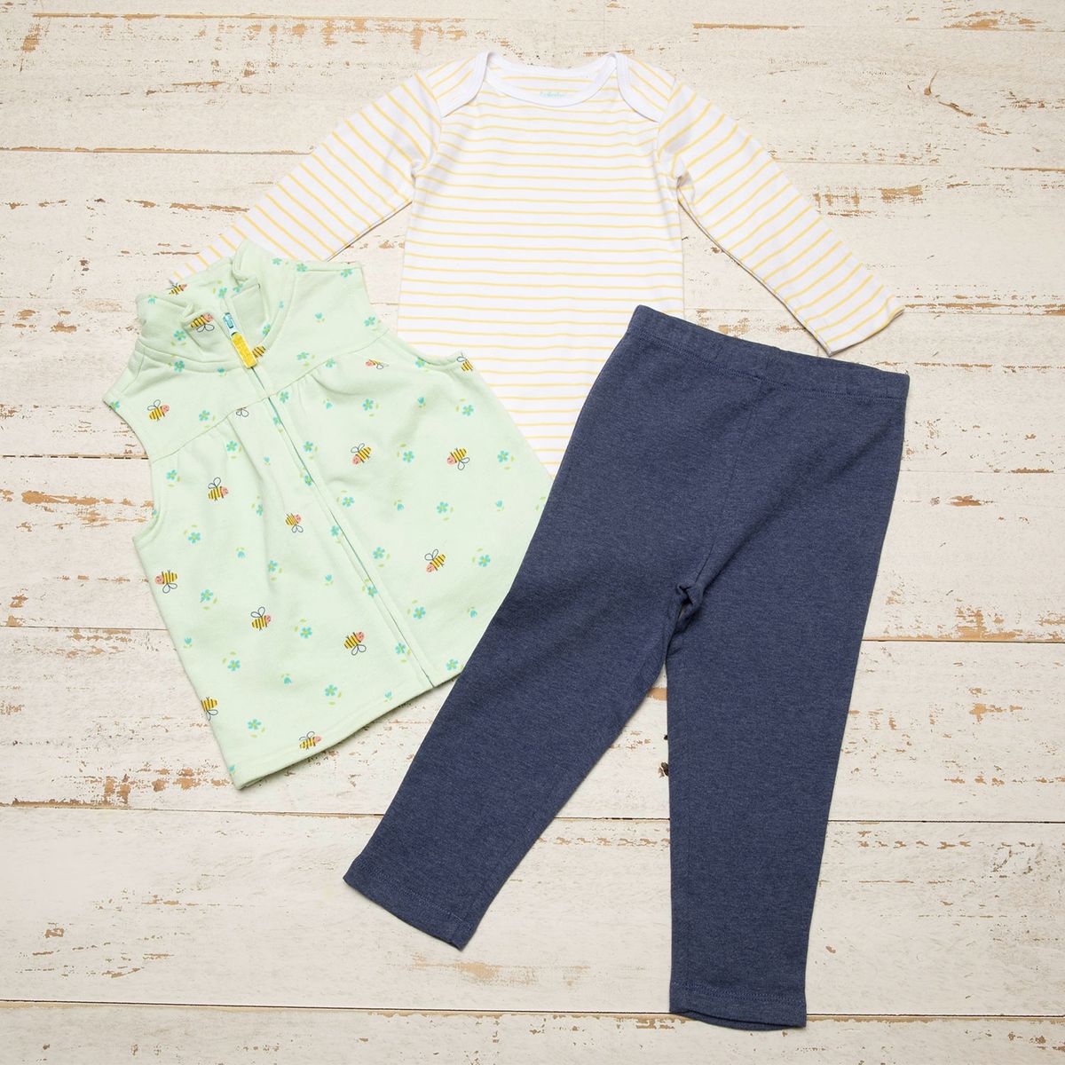 YAMP - Yamp Conjunto Polerón, Pantalón Y Body Bebé Niña 3 Piezas Algodón