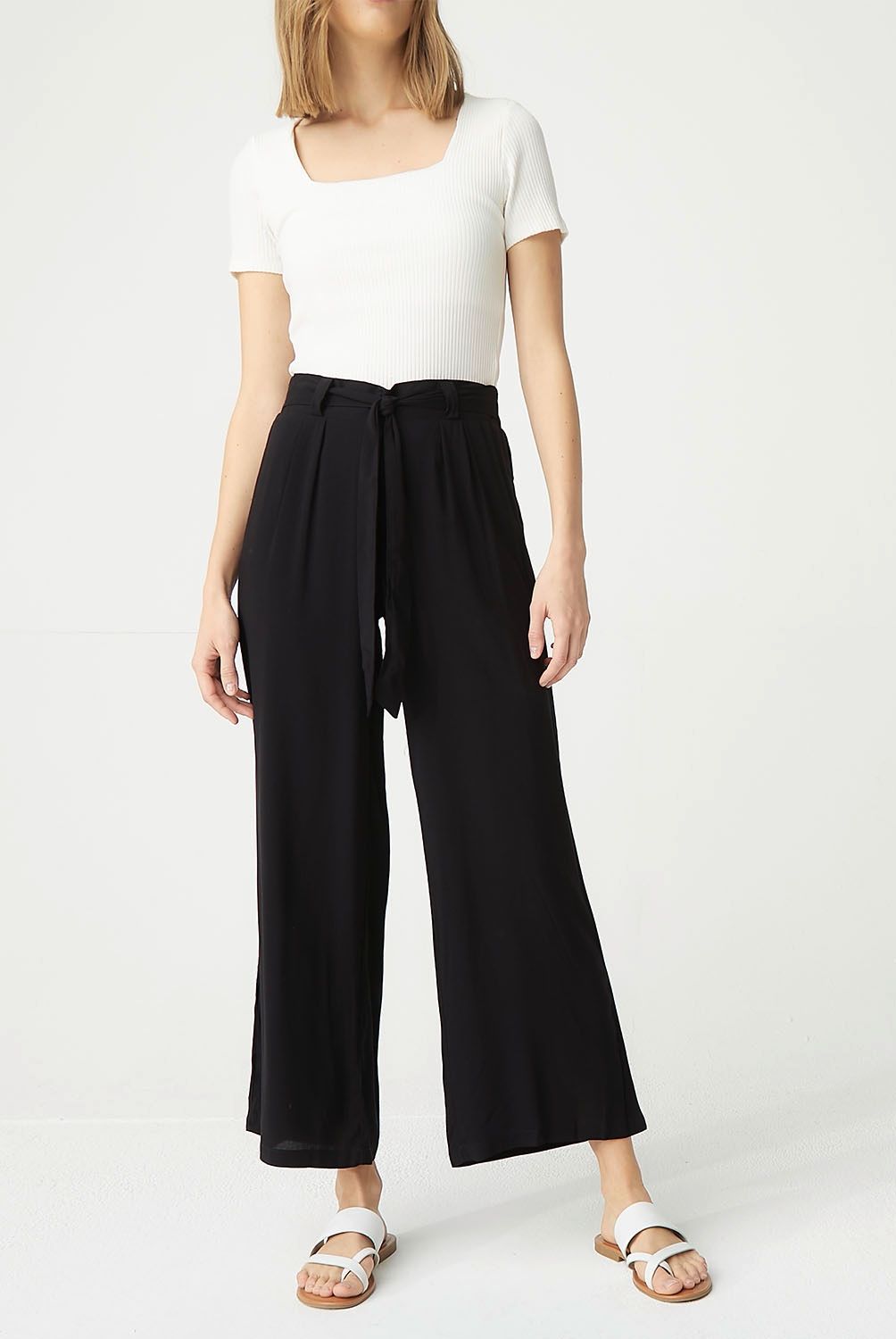 UNIVERSITY CLUB - University Club Pantalón Wide Leg Tiro Alto Mujer