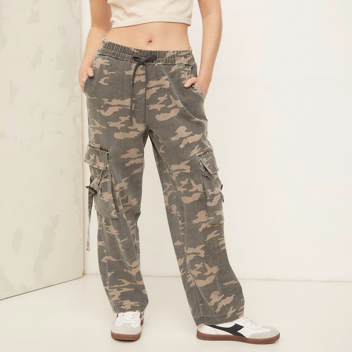 AMERICANINO - Pantalón Cargo Tiro Alto Mujer Americanino