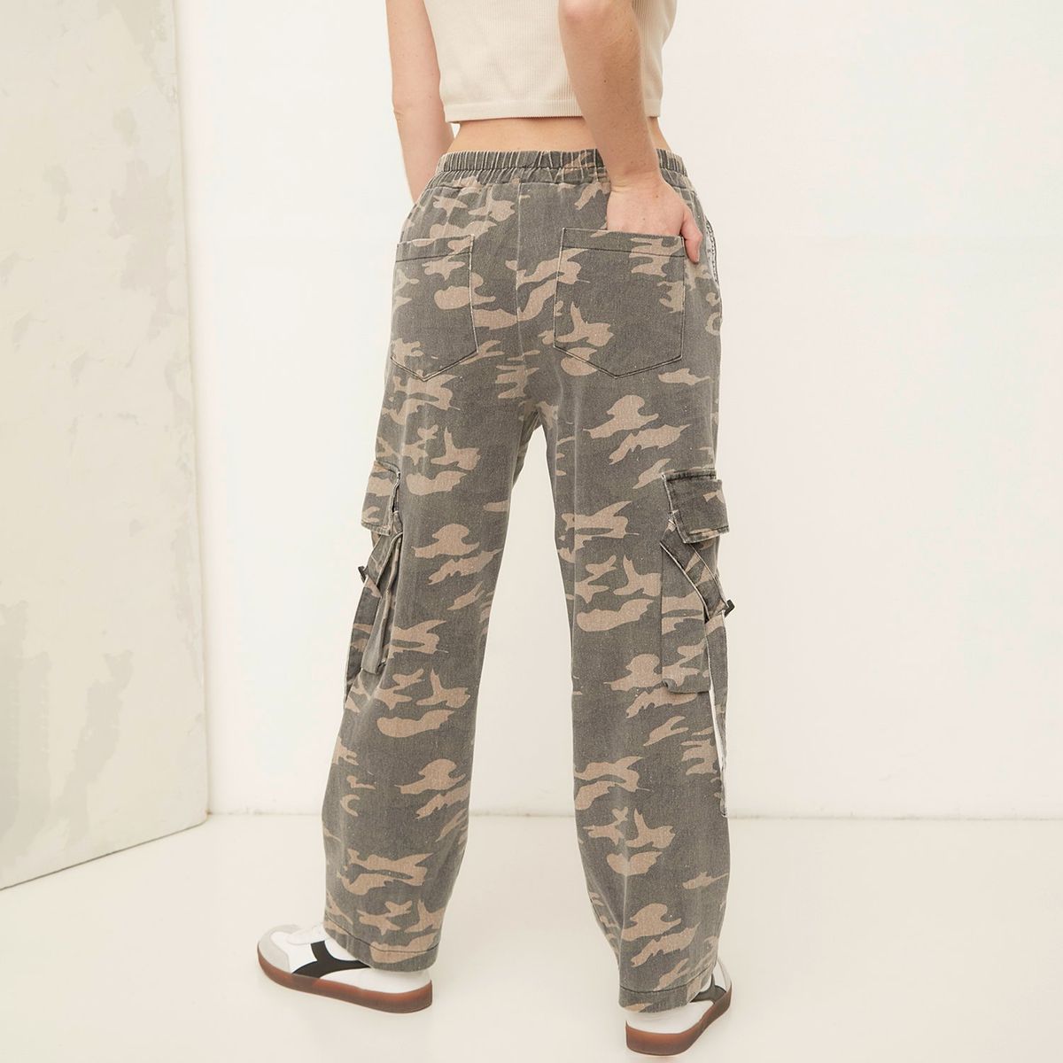 AMERICANINO - Pantalón Cargo Tiro Alto Mujer Americanino