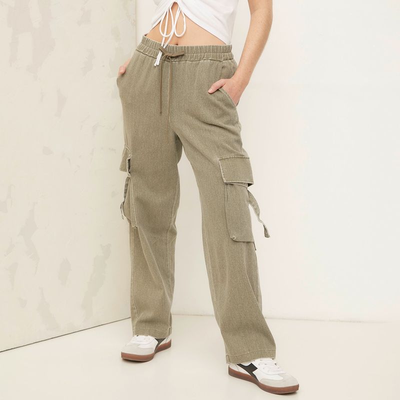 AMERICANINO - Pantalón Cargo Tiro Alto Mujer Americanino