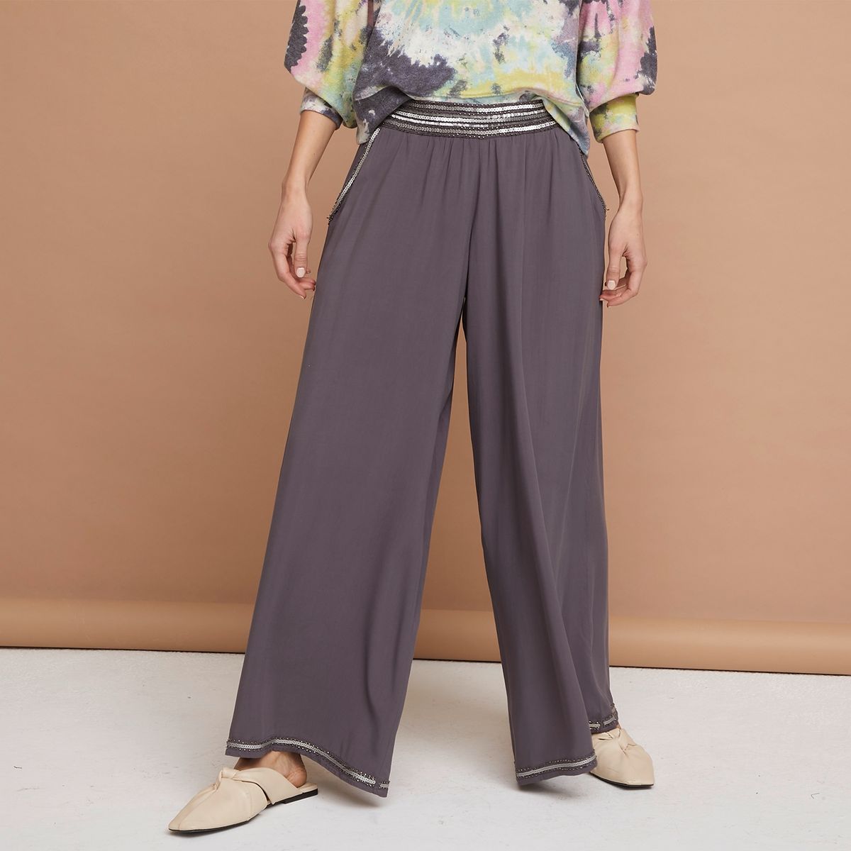 UNIVERSITY CLUB - Pantalón Palazzo Tiro Alto Fiesta Mujer University Club