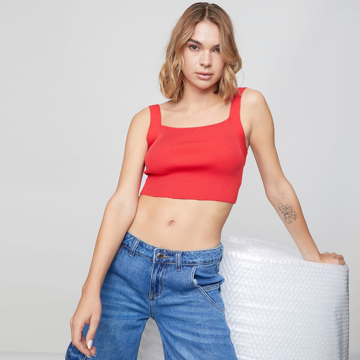 AMERICANINO - Americanino Crop Top Sin Mangas Mujer