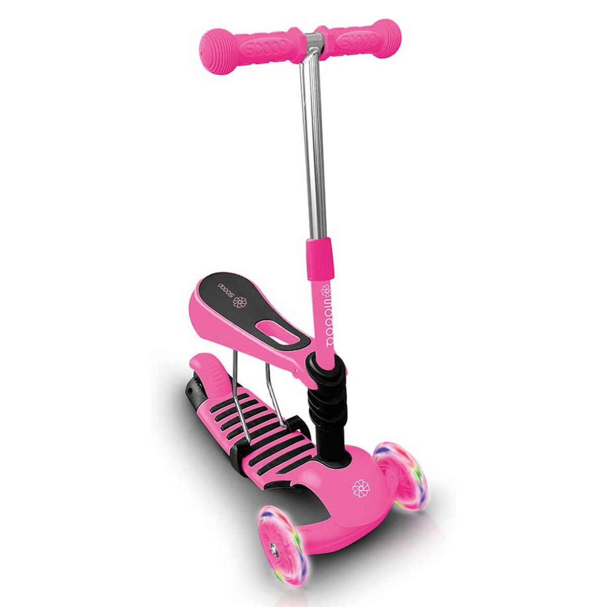SCOOP - Scooter 2 En 1 Rosado 3 Ruedas Y Luces Scoop