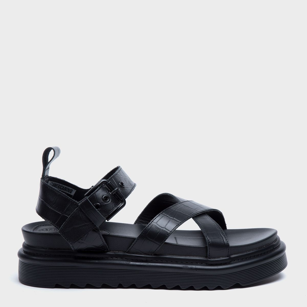 AMERICANINO - Sandalia Mujer Cuero Negro Americanino