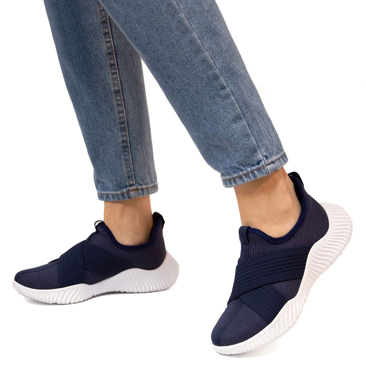 USAFLEX - Zapatilla Urbana Mujer Cuero Azul Usaflex