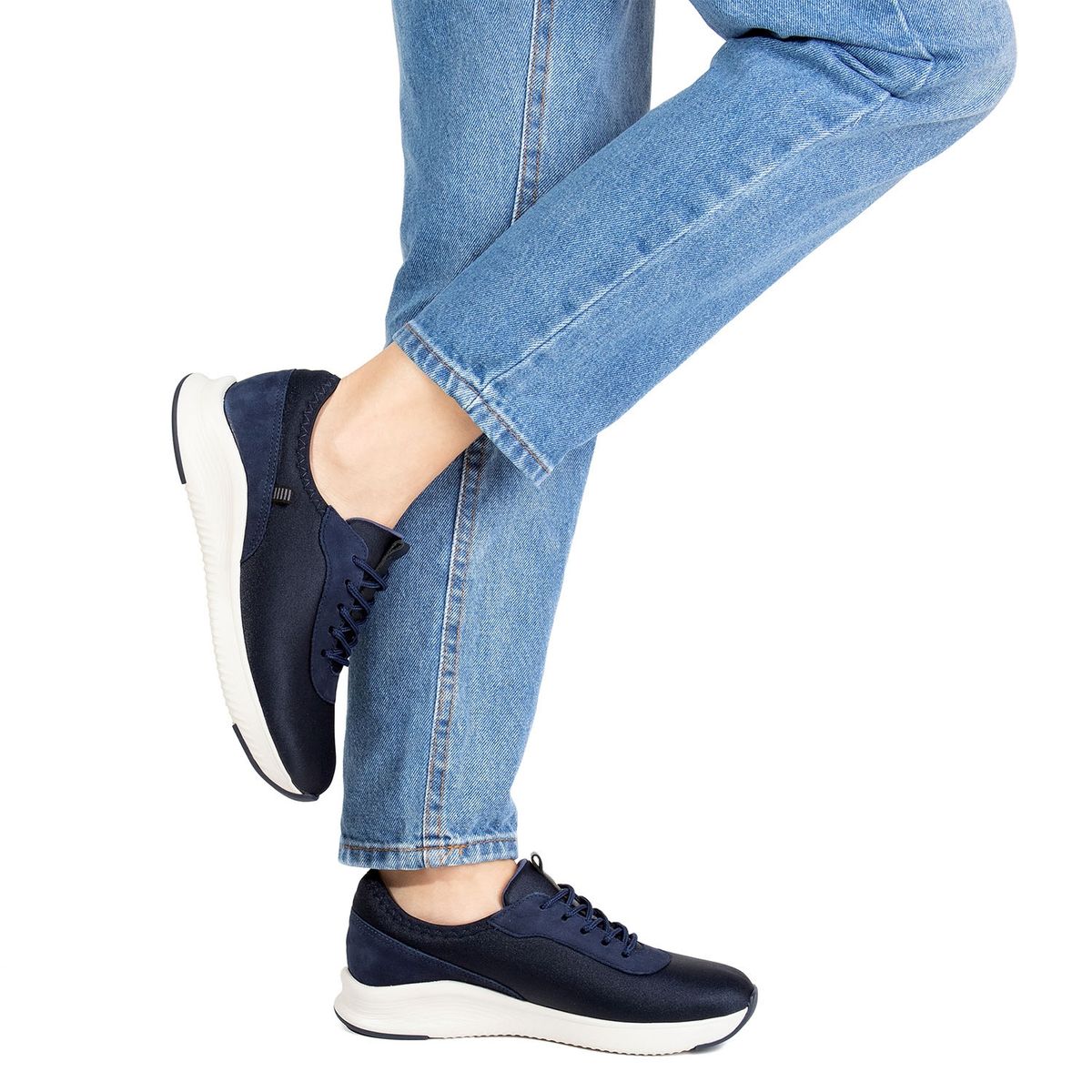 USAFLEX - Zapatilla Urbana Mujer Cuero Azul Usaflex