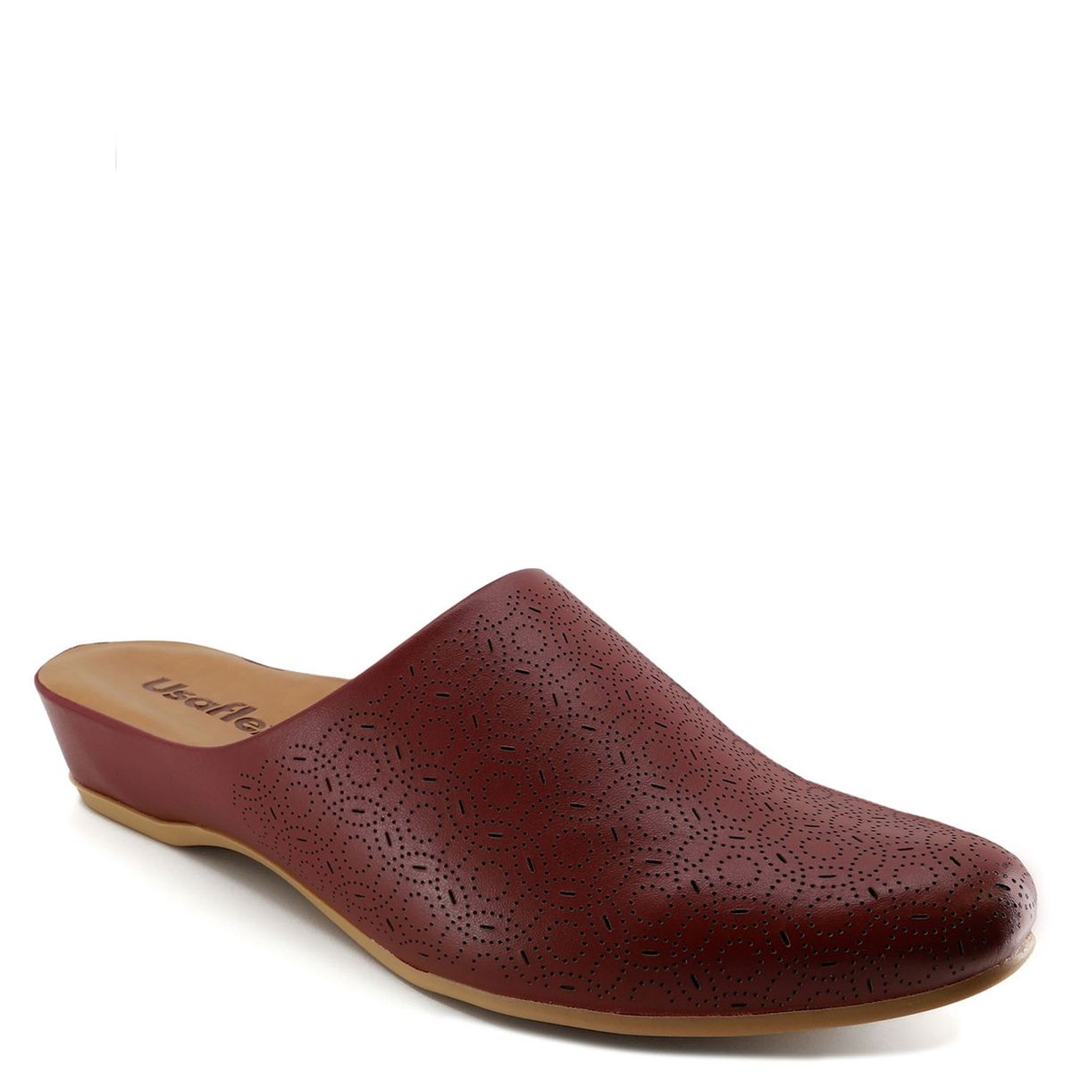 USAFLEX - Babucha Mujer Cuero Rojo Usaflex