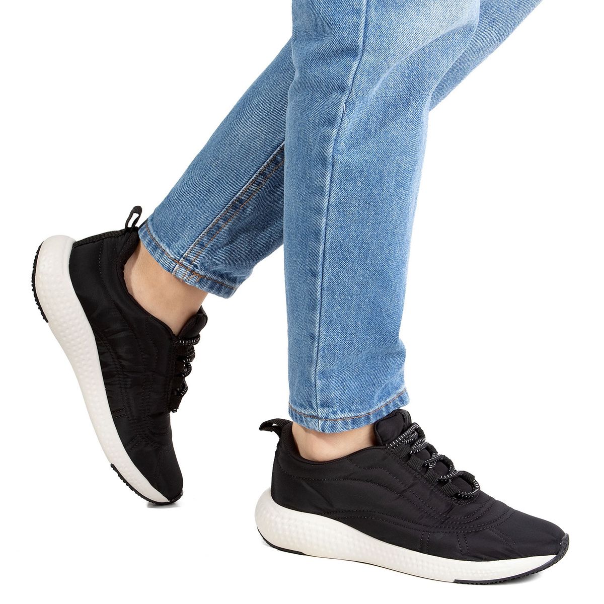 USAFLEX - Zapatilla Urbana Mujer Cuero Negro Usaflex