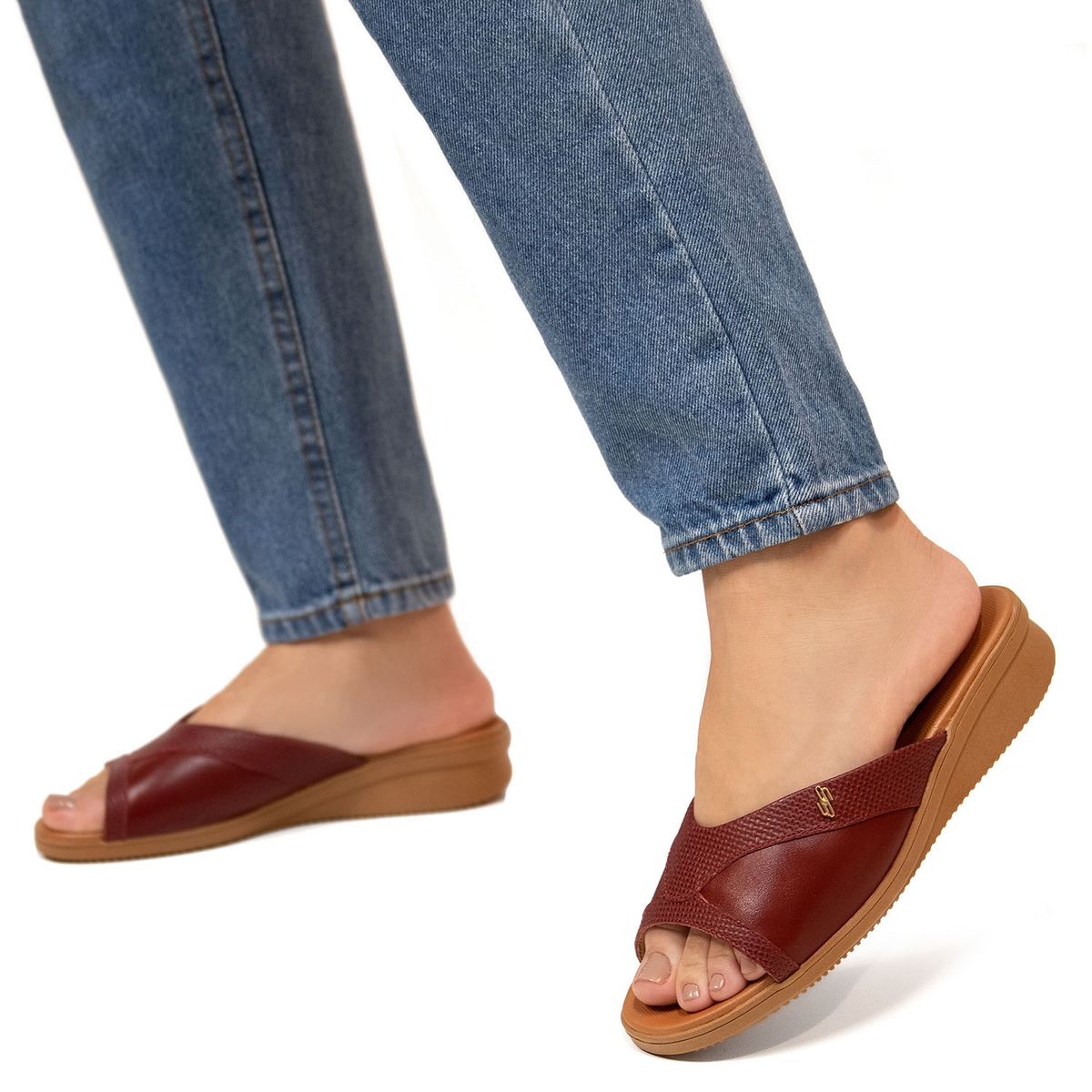 USAFLEX - Usaflex Sandalia Mujer Cuero Rojo