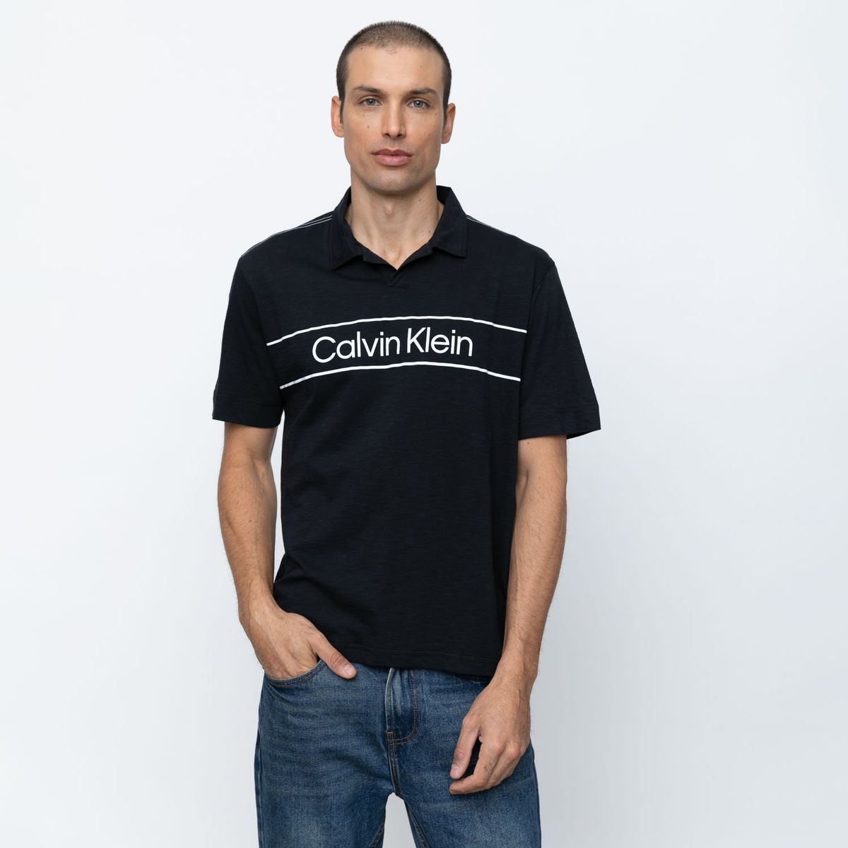 CALVIN KLEIN - Polera Manga Corta 100% Algodón Slim Fit Hombre Calvin Klein