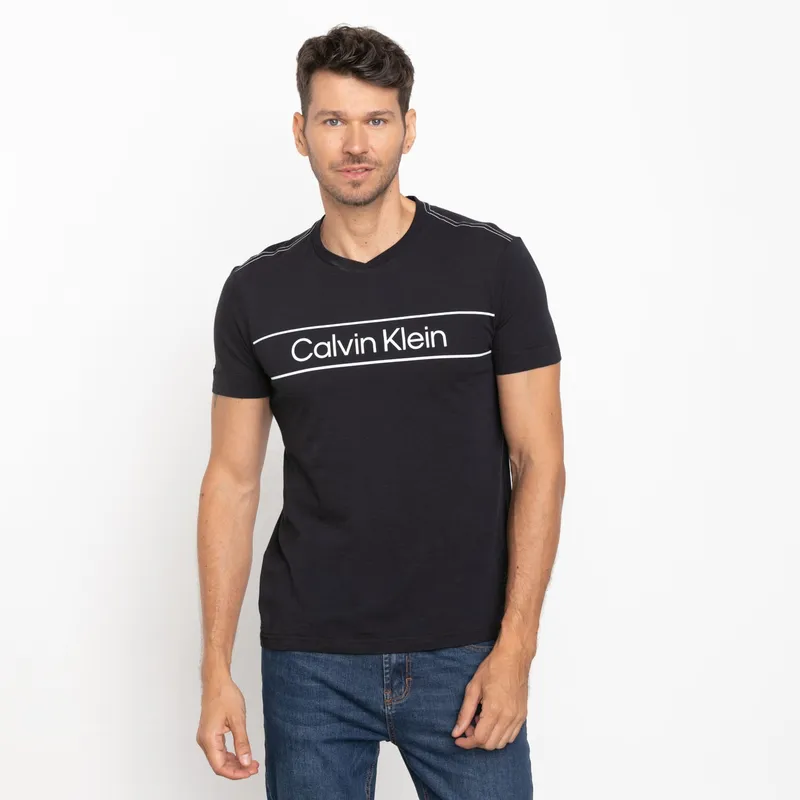 CALVIN KLEIN - Calvin Klein Polera Manga Corta 100% Algodón Slim Fit Hombre