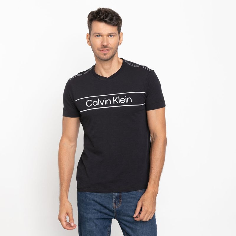 CALVIN KLEIN - Calvin Klein Polera Manga Corta 100% Algodón Slim Fit Hombre