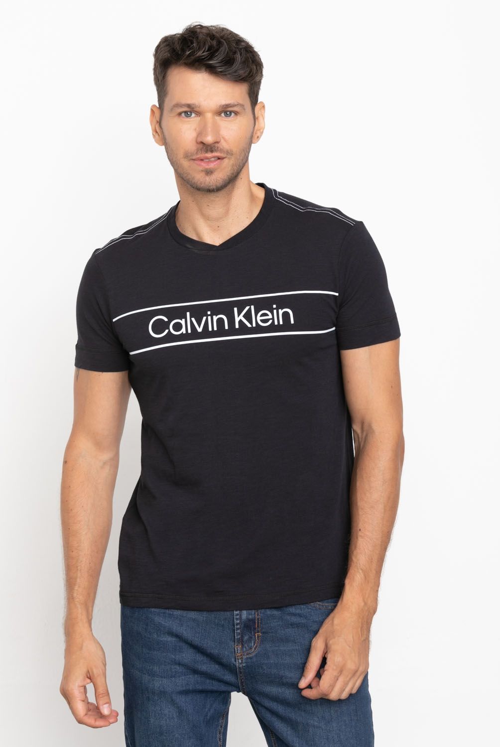 CALVIN KLEIN - Calvin Klein Polera Manga Corta 100% Algodón Slim Fit Hombre