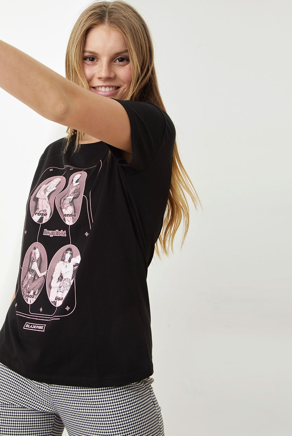 SYBILLA - Sybilla Polera Manga Corta Algodón Black Pink Mujer