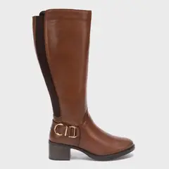 APOLOGY - Botas de Cuero Mujer Caña Alta Taco Cuadrado