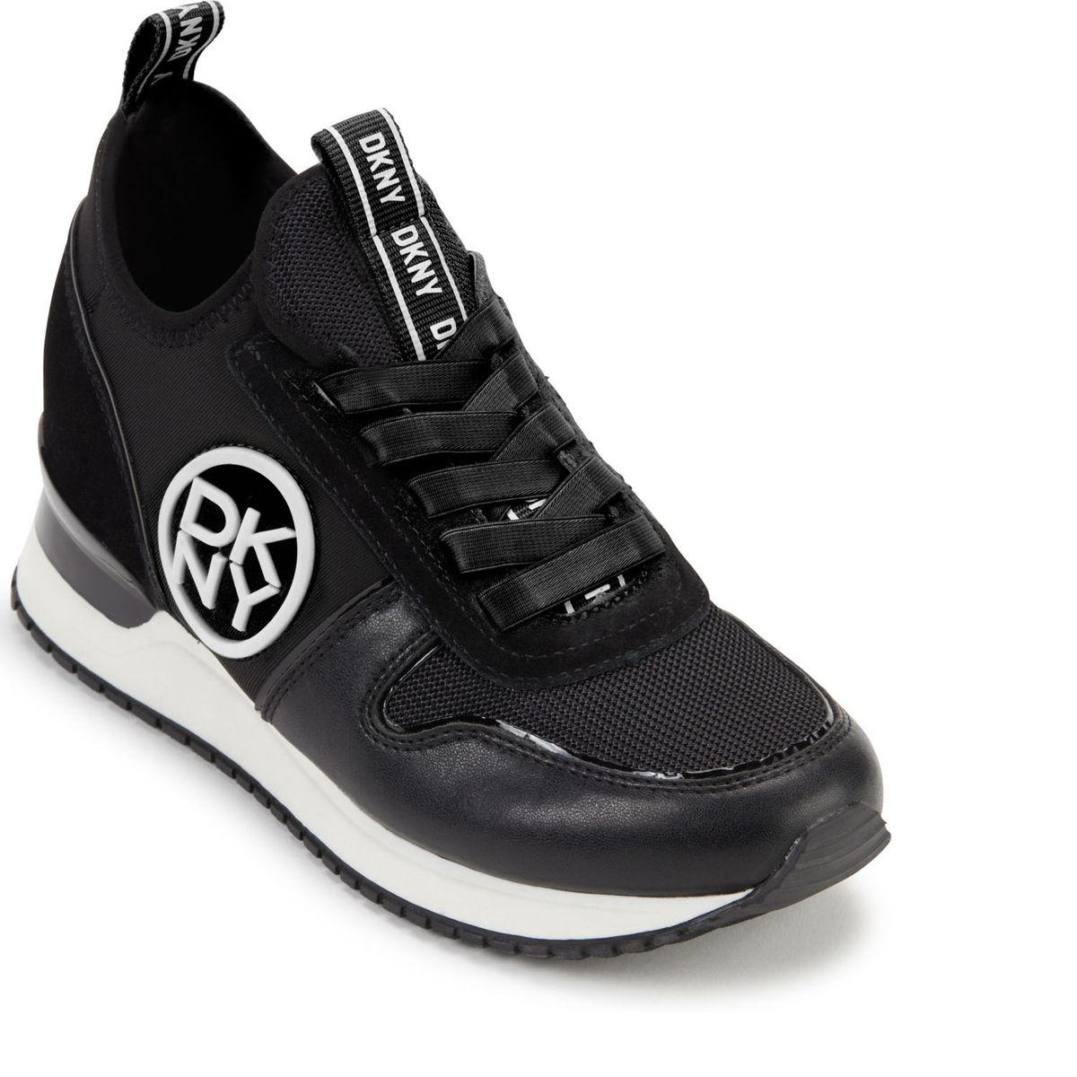 DKNY - Zapatilla Urbana Mujer Cuero Negro Kruza