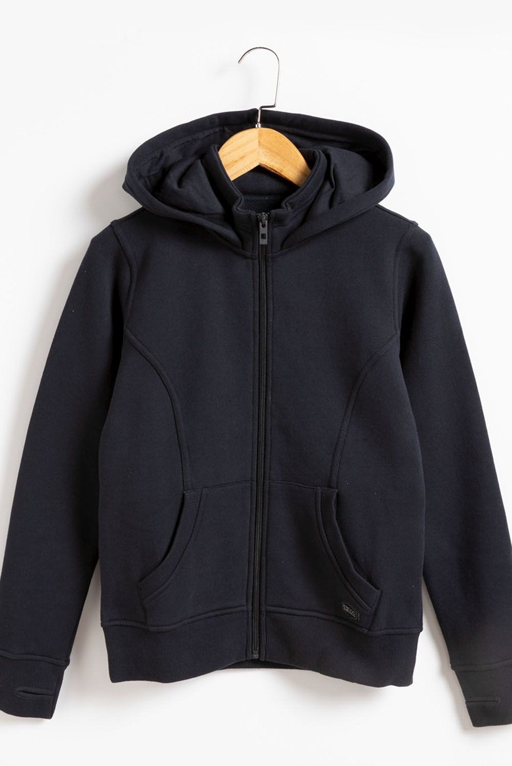DOO AUSTRALIA - Doo Australia Poleron Escolar, 80% Algodón 20% Poliester, Con Gorro, Cuello Alto, Cierre Completo, Bolsillo Tipo Canguro, Puño Y Pretina Elasticada,&Nbsp; Puño Con Orificio Para Dedo Pulgar