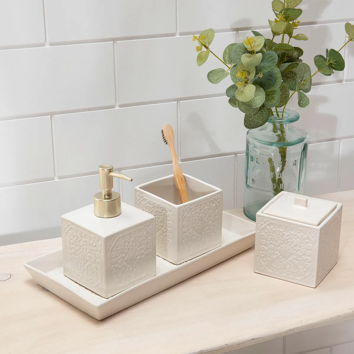 ROBERTA ALLEN - Bandeja Decorativa Cerámica Roma Ivory Roberta Allen