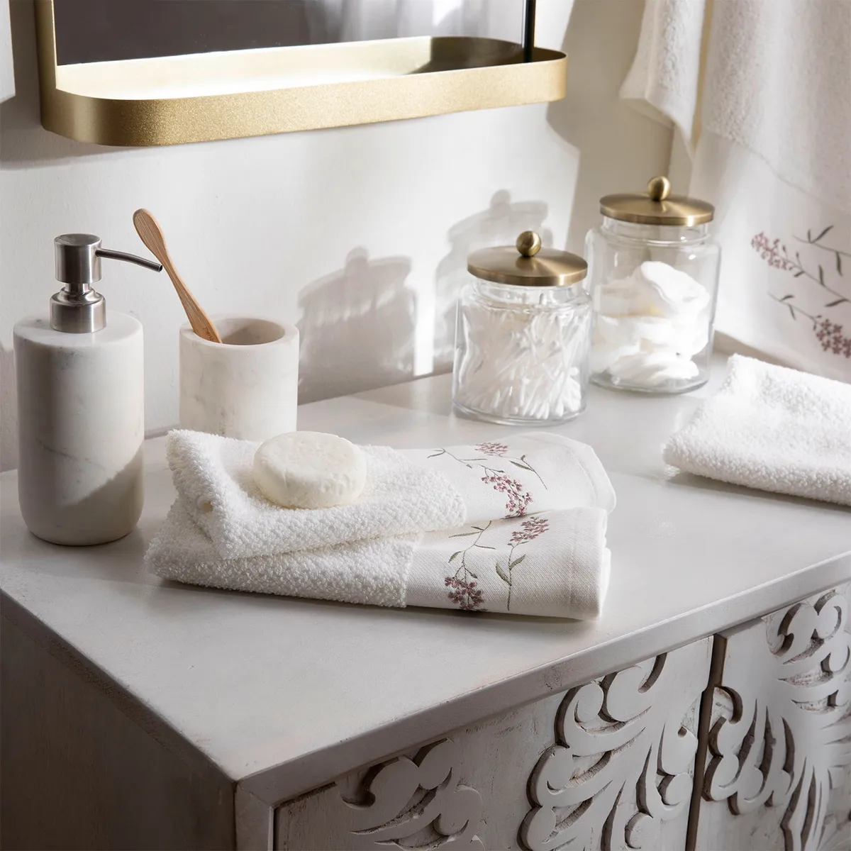 ROBERTA ALLEN - Set Toallas Visita Roberta Allen Bordadas Algodón