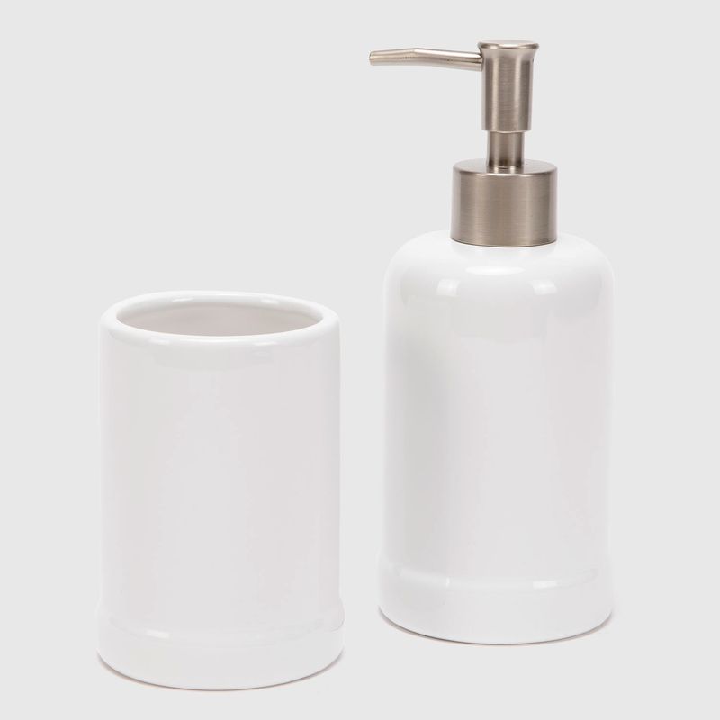 MICA - Set de Baño Mica White Cerámica con Dispensador y Vaso