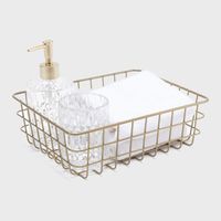 Set De Baño Antonella (Canasto Metálico, Vaso, Dispensador De Jabón Y 2 Toallas Rostro)