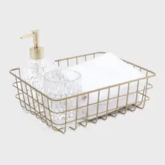 ROBERTA ALLEN - Set De Baño Antonella (Canasto Metálico, Vaso, Dispensador De Jabón Y 2 Toallas Rostro)