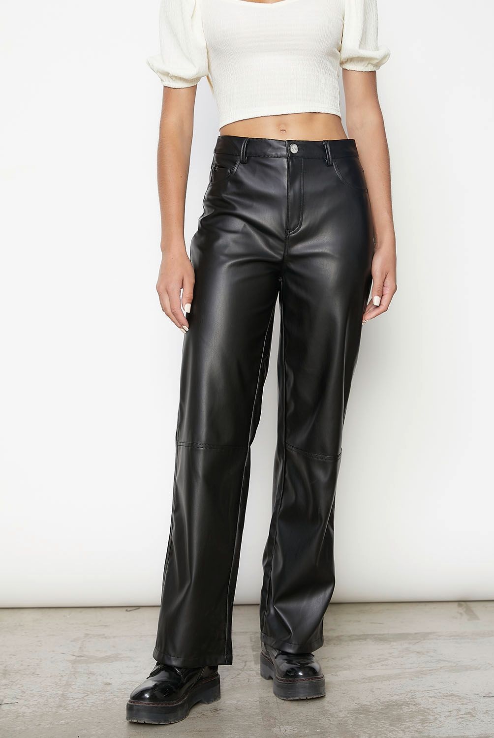 SYBILLA - Sybilla Pantalón Recto Tiro Alto Ecocuero Mujer