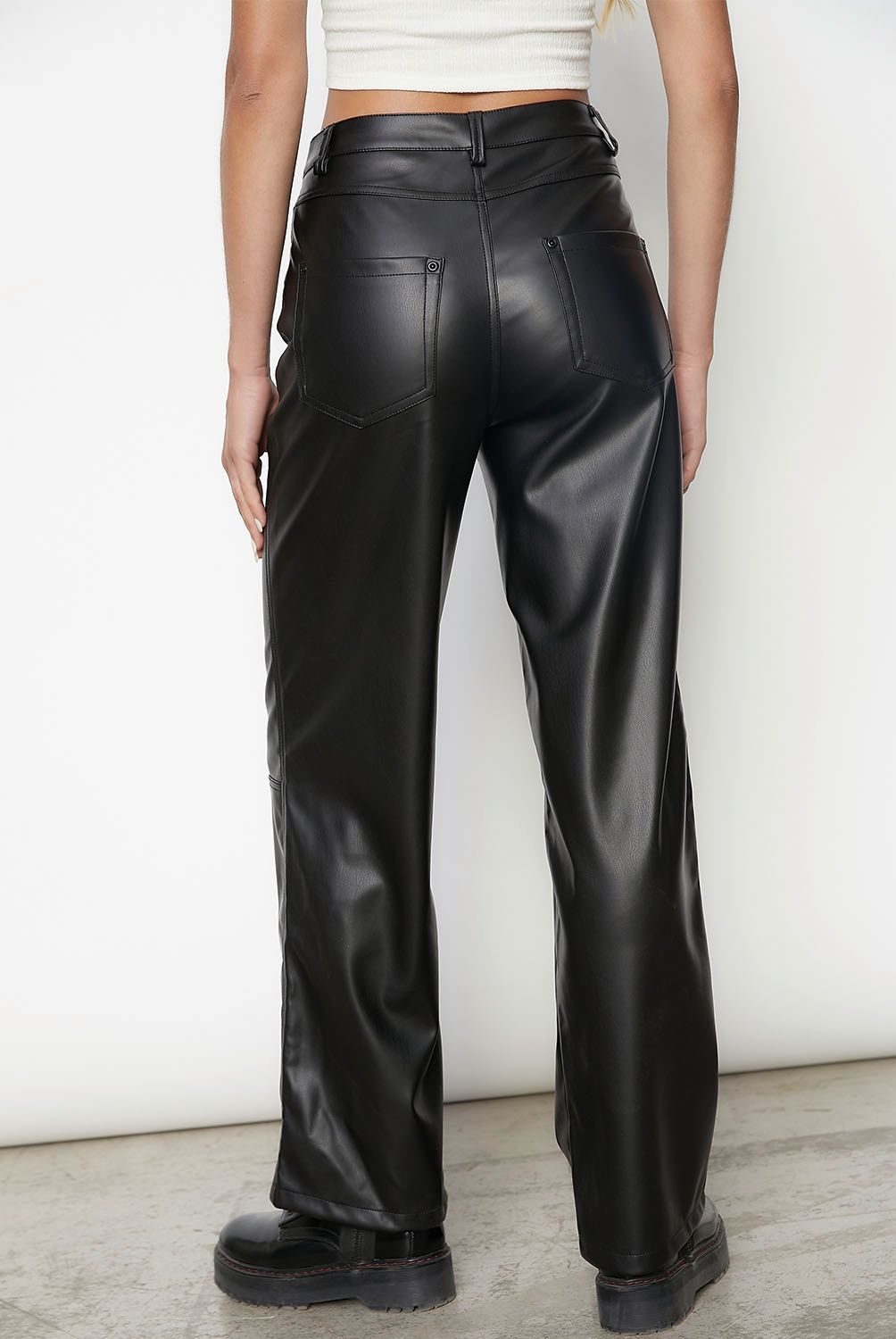SYBILLA - Sybilla Pantalón Recto Tiro Alto Ecocuero Mujer