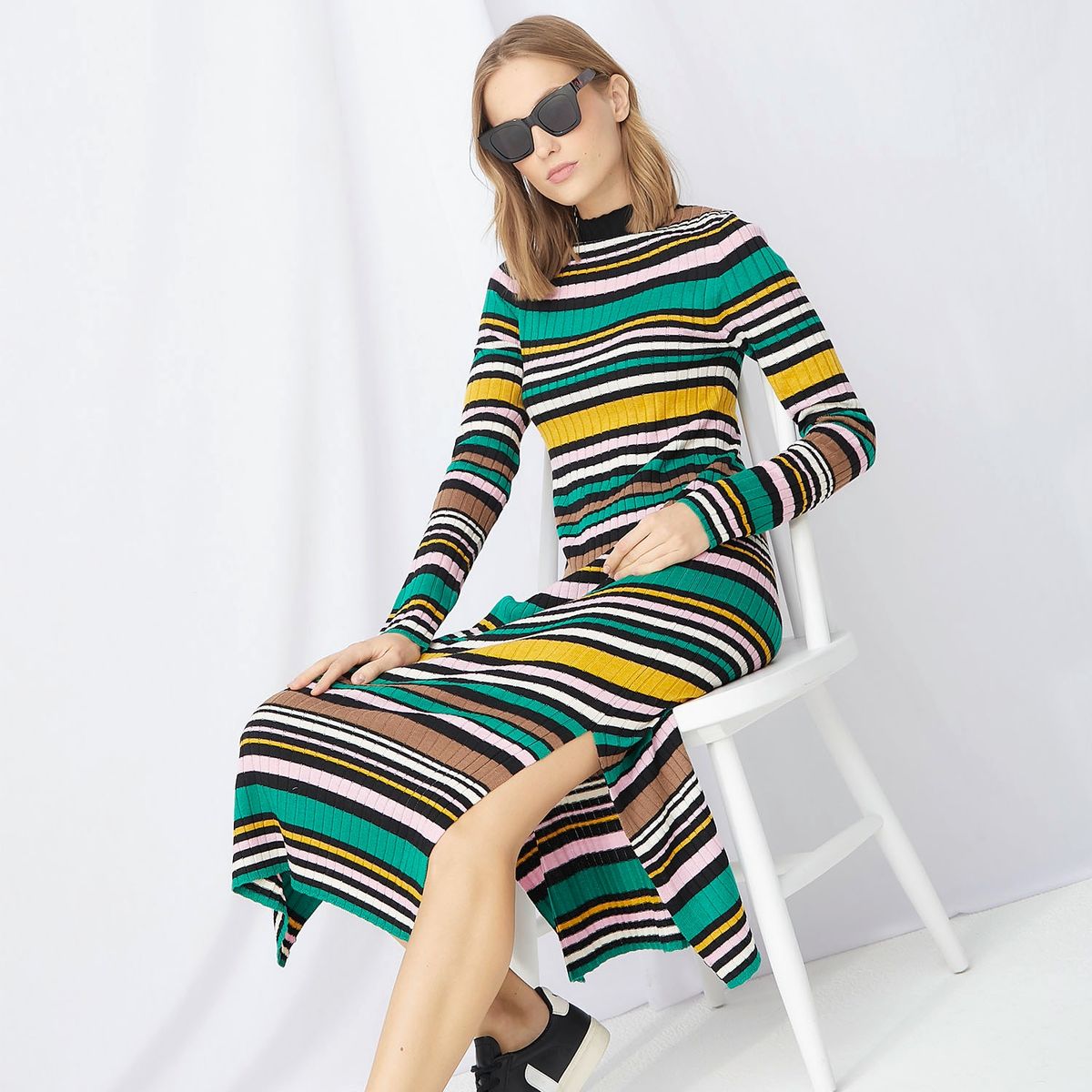 BASEMENT - Basement Vestido Maxi Tejidos Lana Mujer