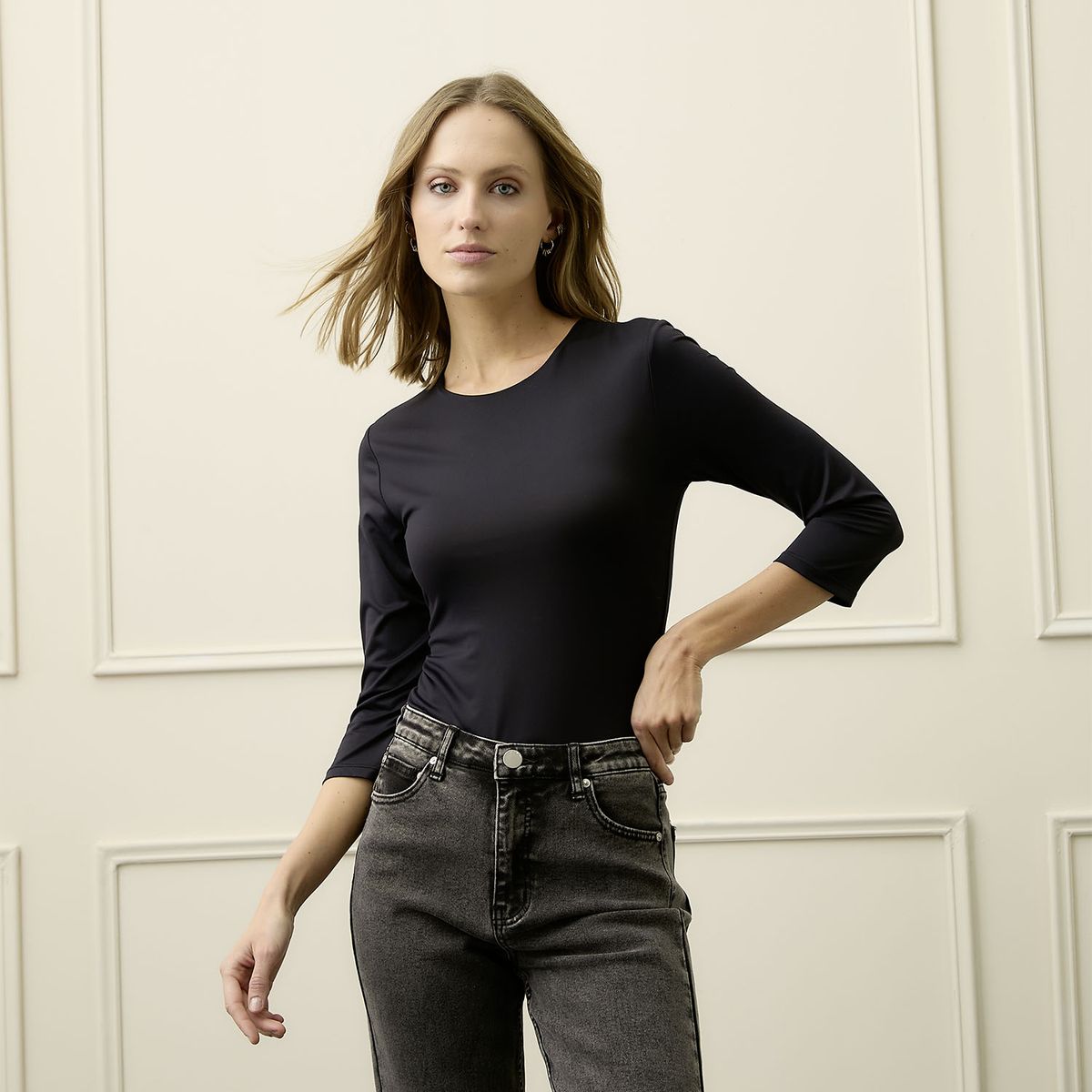 BASEMENT - Body Manga 3/4 Basement Mujer Lycra Cuello Redondo