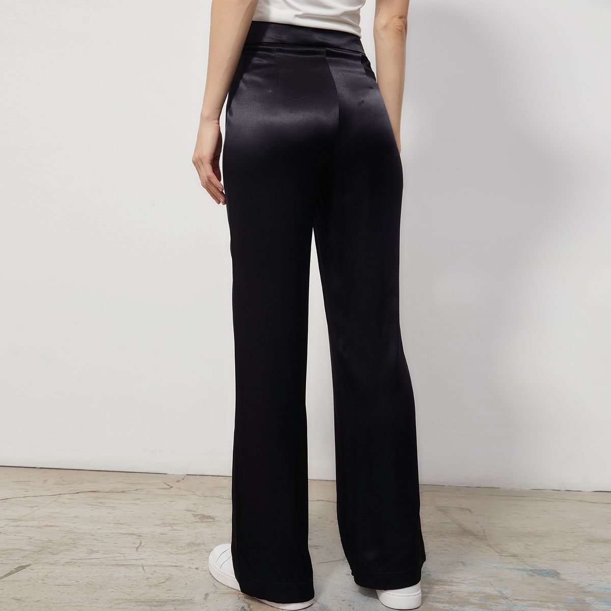 BASEMENT - Basement Pantalón Palazzo Satín Tiro Alto Mujer