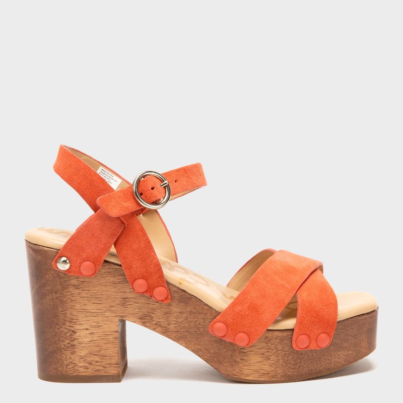 SAM EDELMAN - Sandalia Mujer Cuero Naranjo Sam Edelman
