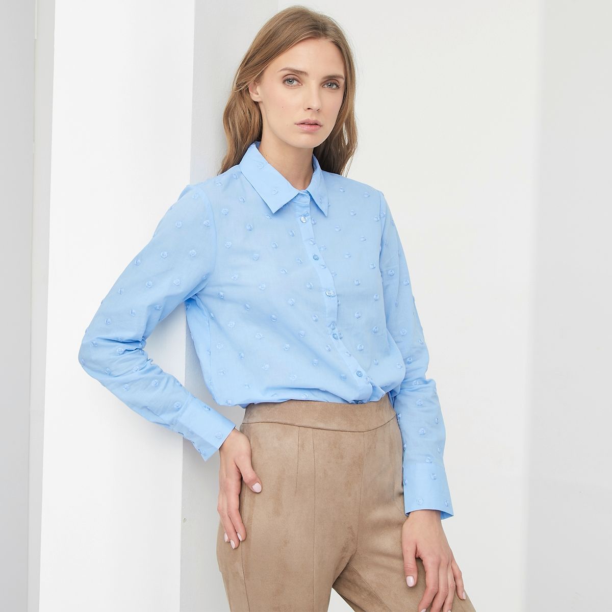 UNIVERSITY CLUB - University Club Blusa Manga Larga Algodón Mujer