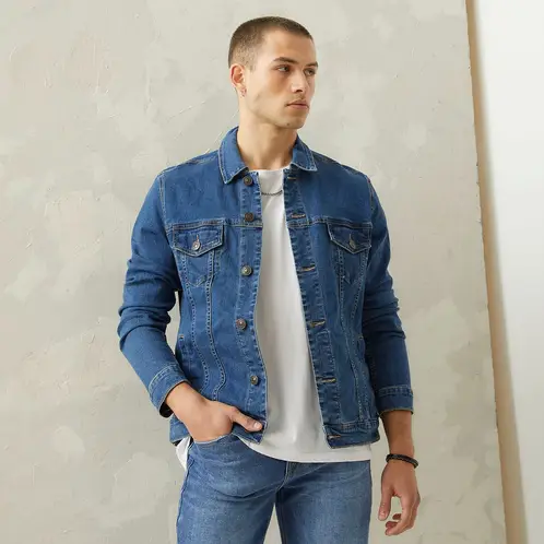 AMERICANINO - Chaqueta Denim Regular Fit Hombre Manga Larga