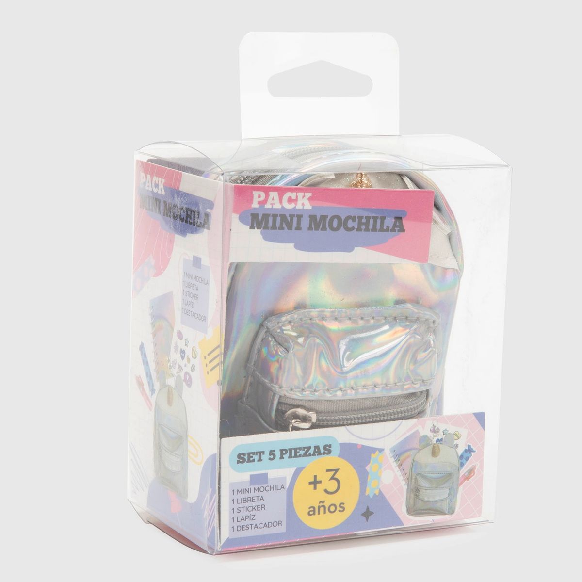 HOLLEY SKOOL - Set 1 Mini Mochila, 1 Destacador, 1 Boligrafo, 1 Mini Libreta , 1 Sticker Holley