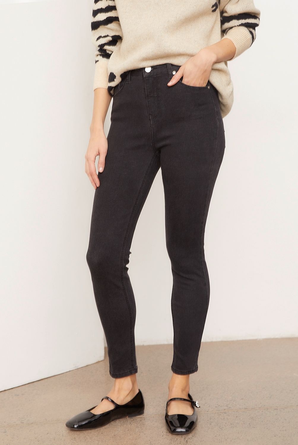 BASEMENT - Jeans Basement Skinny Tiro Alto Mujer Algodón