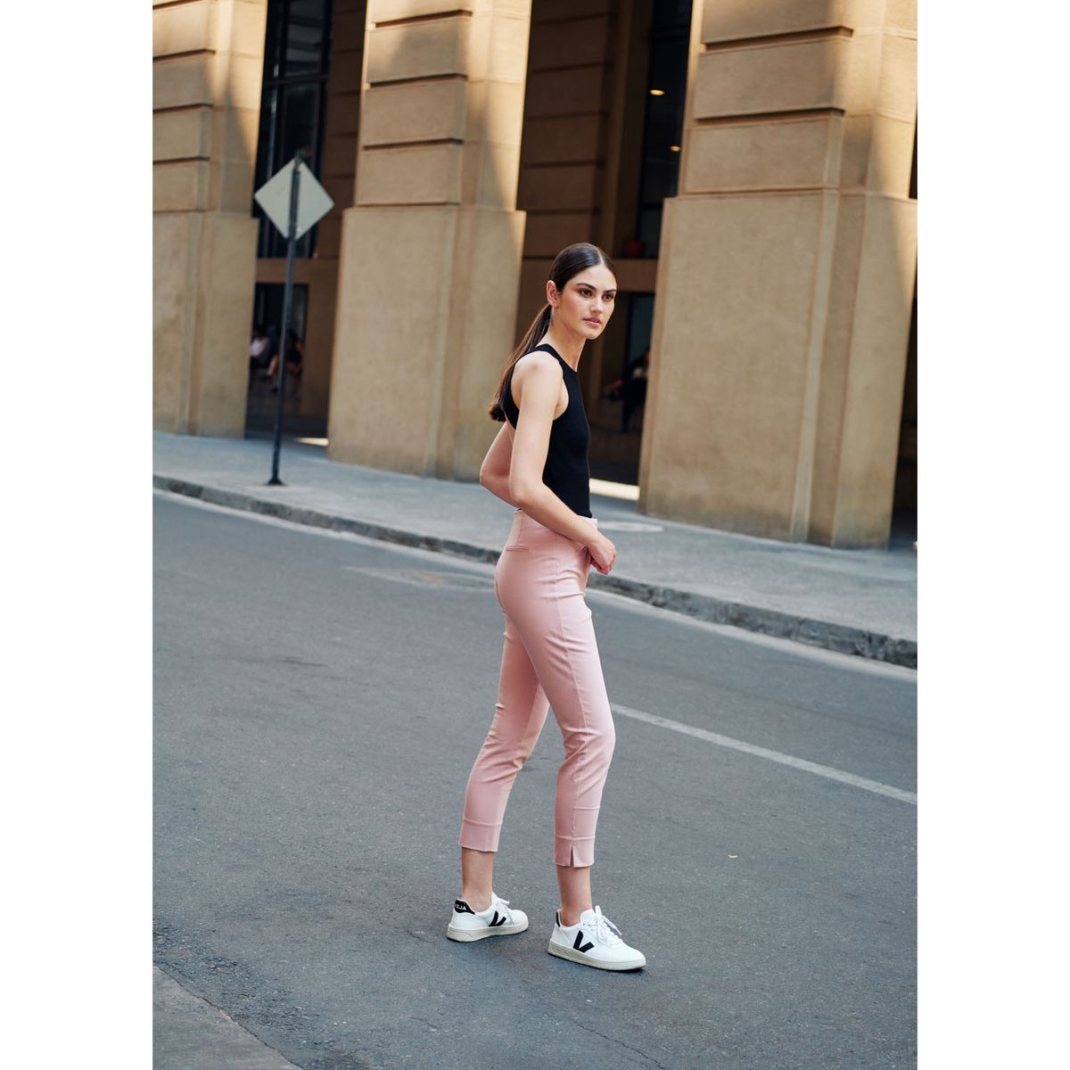 BASEMENT - Pantalón Basement Slim Fit Medio Algodón Mujer