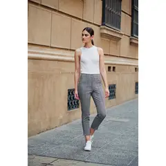 BASEMENT - Pantalón Slim Tiro Alto Mujer