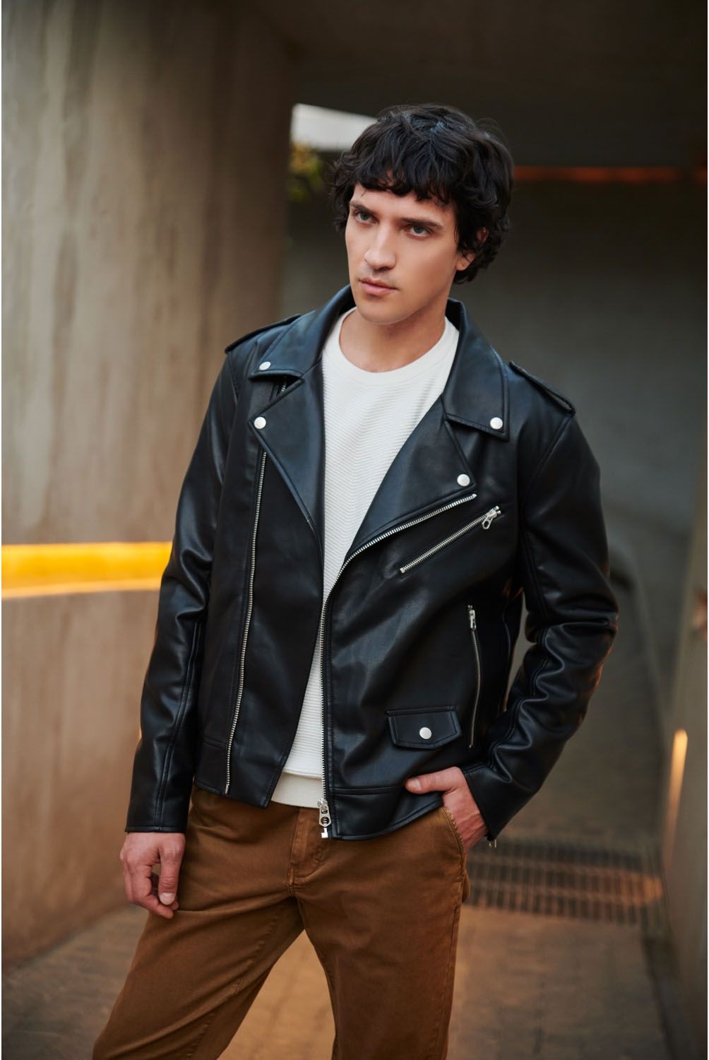 BASEMENT - Chaqueta Biker Zero Cuero Hombre Basement