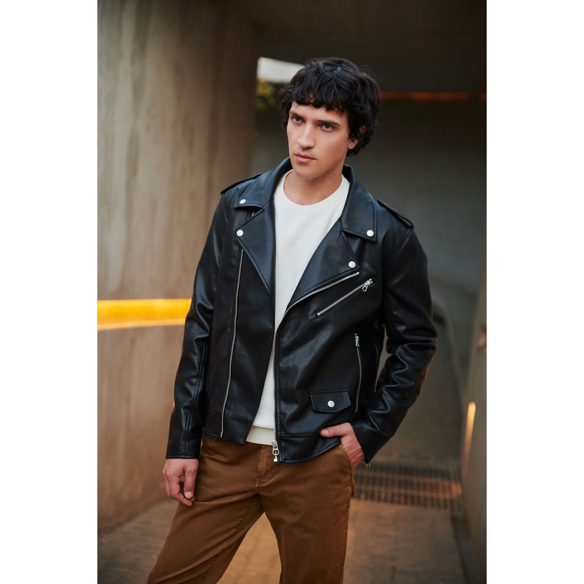 BASEMENT - Chaqueta Biker Zero Cuero Hombre Basement