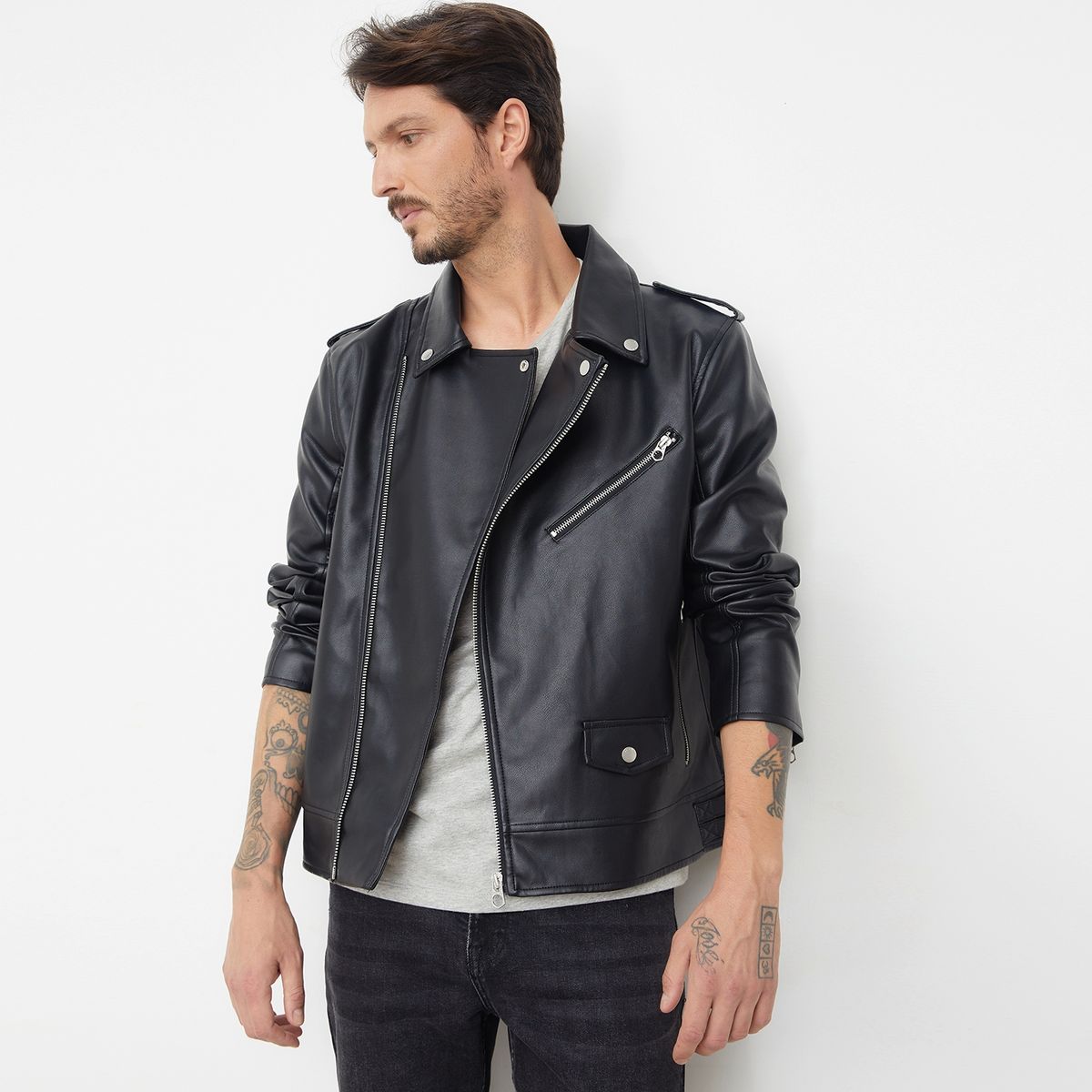 BASEMENT - Chaqueta Biker Zero Cuero Hombre Basement